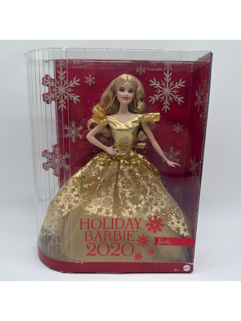 2020 Holiday Signature Barbie Doll Blonde Hair Mattel Gold Gown Dress In Box